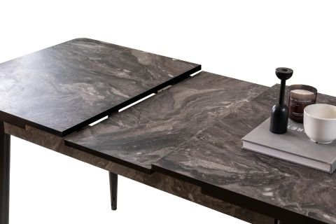 Levent Msa.0032-482, 4136 Ay 70*120 Metal Ayak Açılır Masa Siyah Mermer Siyah