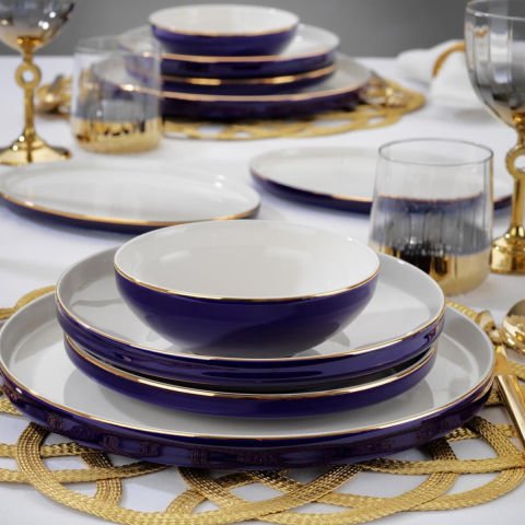 Schafer Adel Navy Blue Yemek Takımı 56 Parça-Lacivert