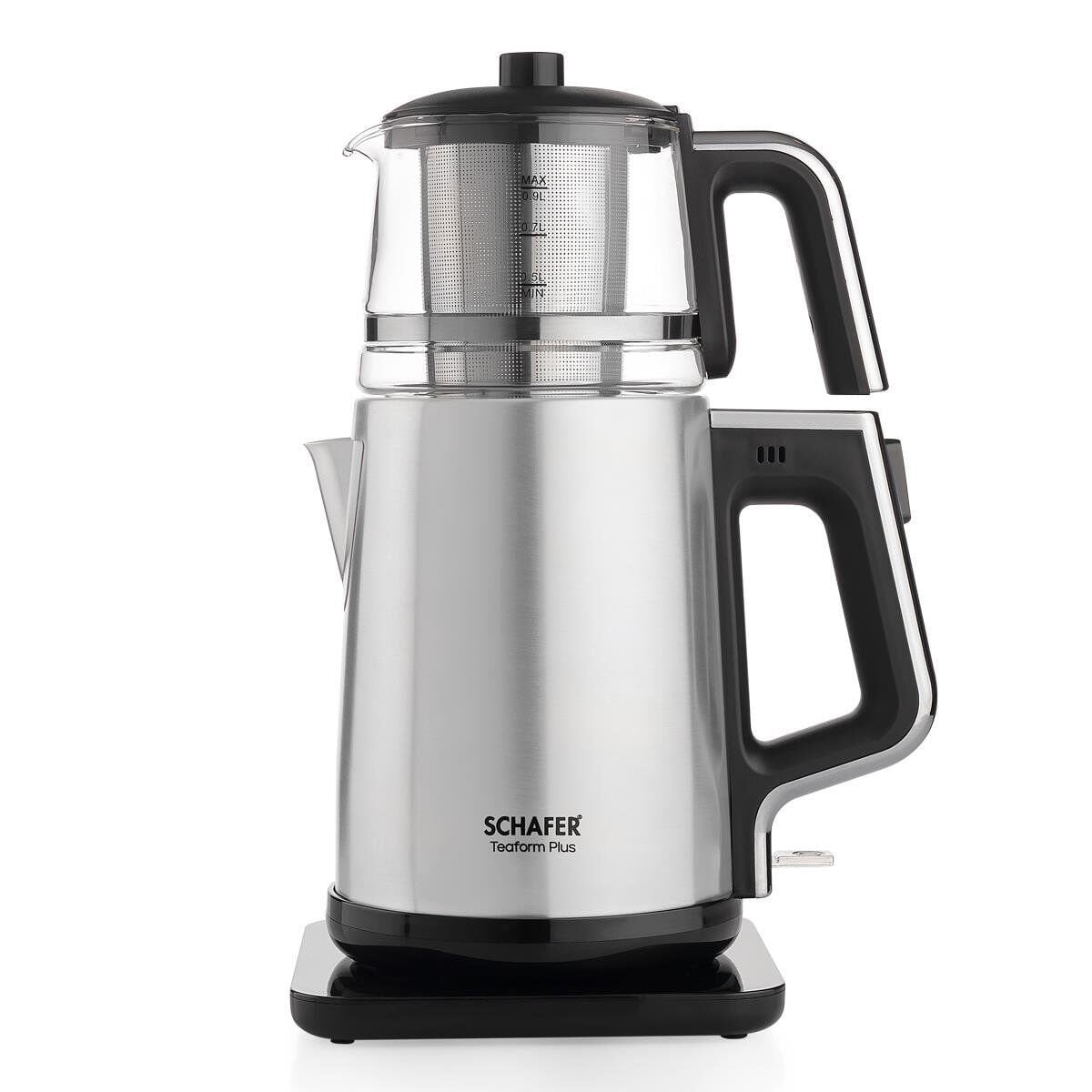 Schafer Teaform Plus Dijital Paslanmaz Çay Makinesi-Inox/Cam Demlik