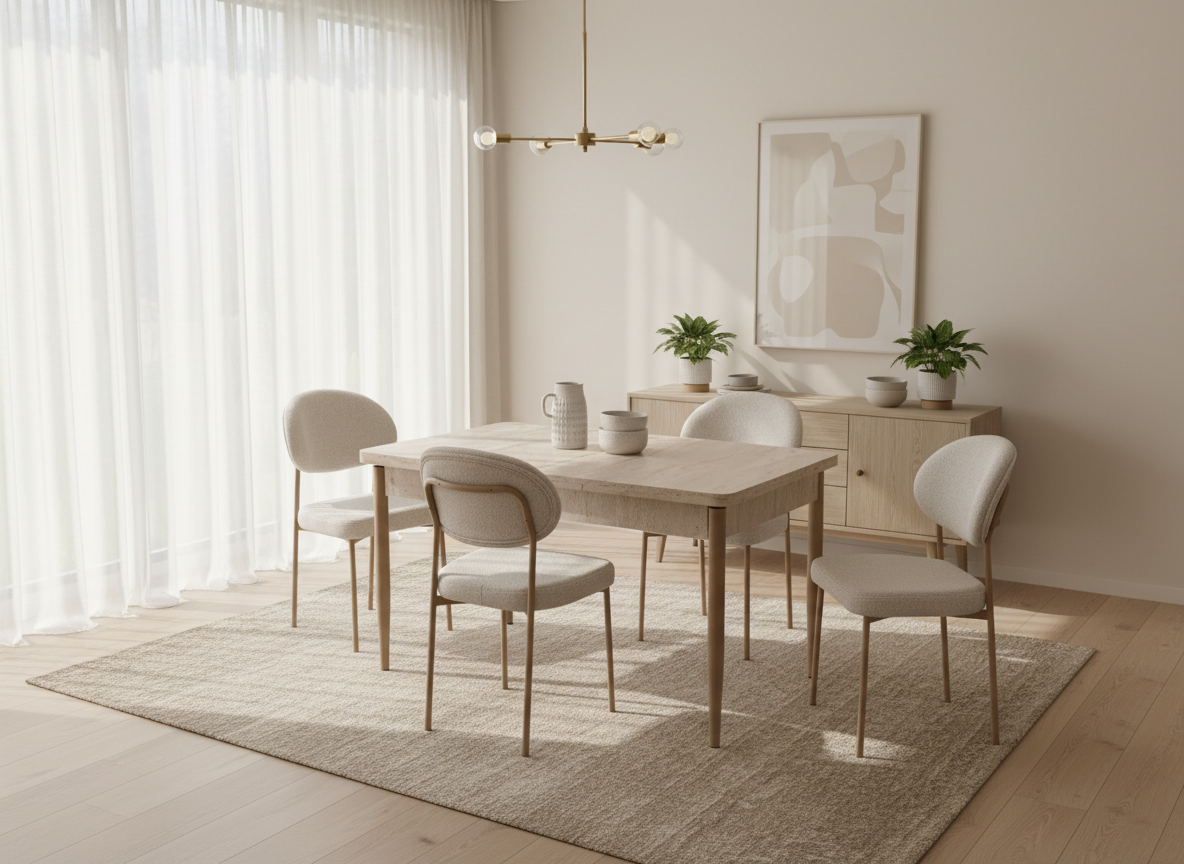 KELEBEK 80*130 METAL MASA + DAMLA SANDALYE TRAVERTEN - CAPPİCİNO