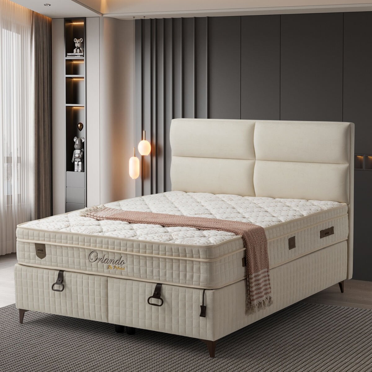 Pofuduk Orlando 150x200 Yatak Baza Başlık Set