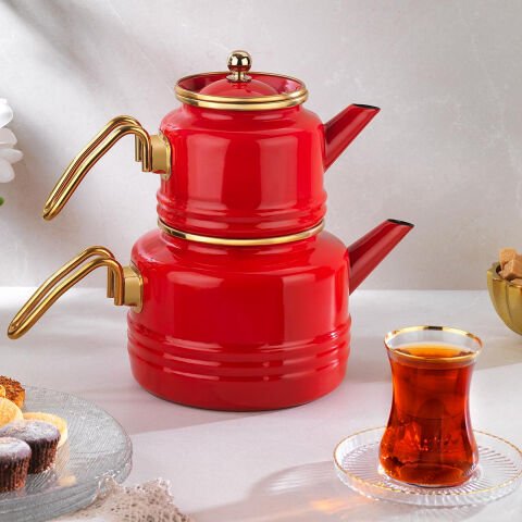 Schafer Emily Emaye Çaydanlık Takımı 3 Parça-Kırmızı