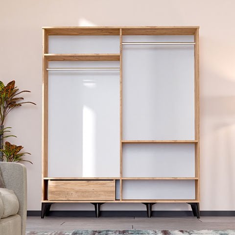 Levent Dlp.0004-240 Tire 4 Kapılı Dolap Atlantik Çam Siyah