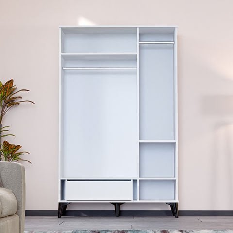 Levent Dlp.0005-218 Tire 3 Kapılı Dolap Beyaz Siyah