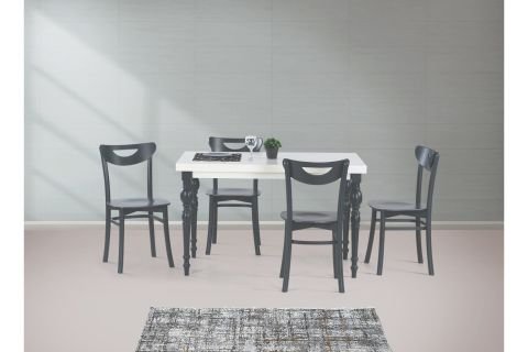 DAMLA COUNTRY MASA, BEYAZ ANTRASİT, 125X80