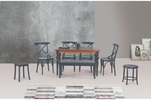 DAMLA COUNTRY MASA, CEVİZ ANTRASİT, 125X80