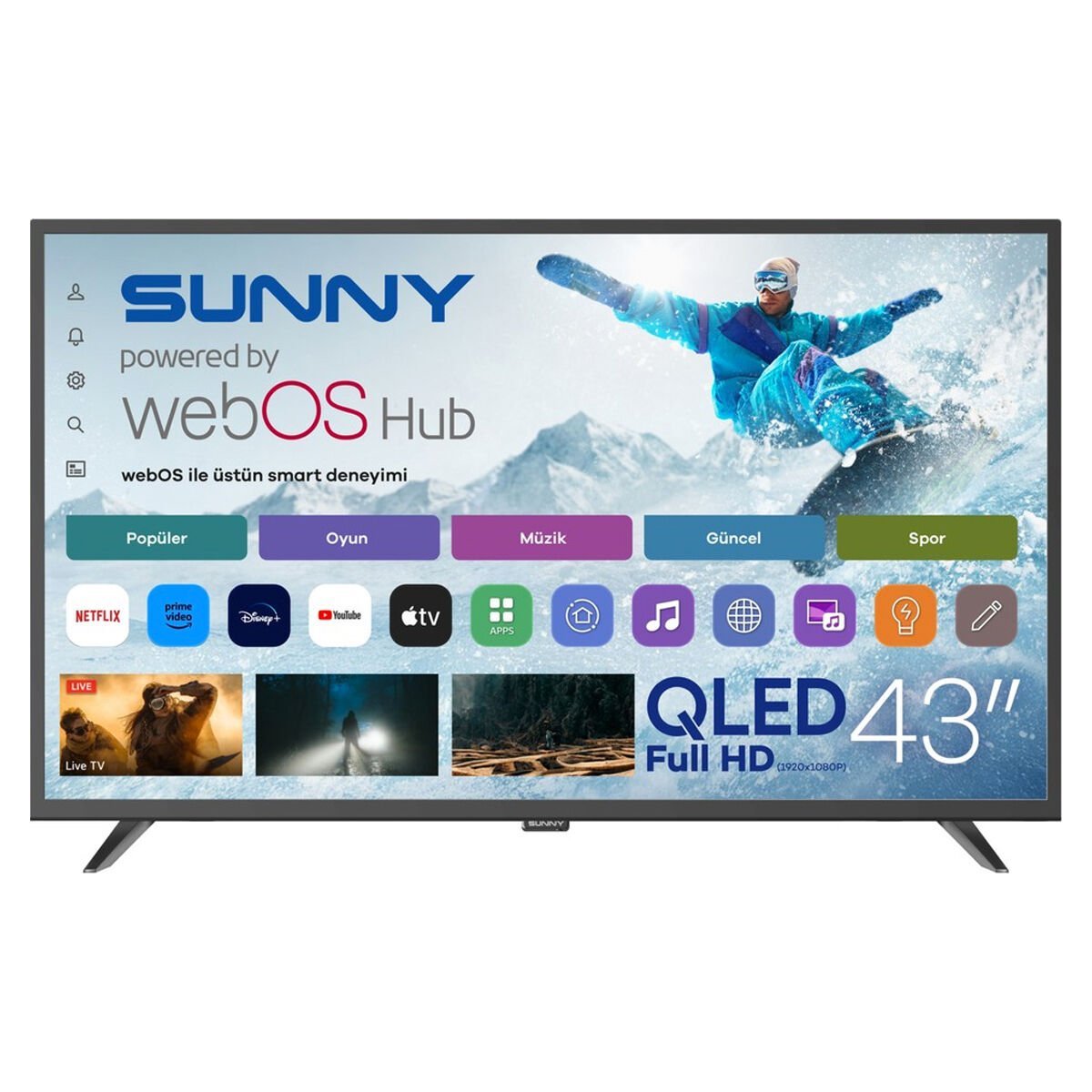 Sunny 43'' QLED UHD 4K Dual Webos Led 109 Ekran TV