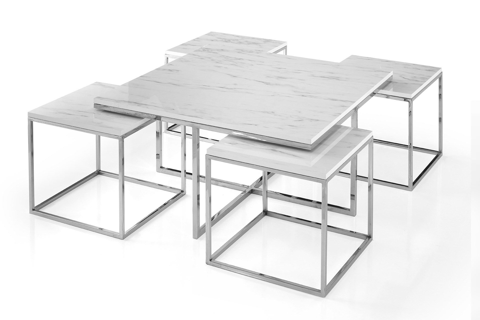 Levent Ort.0005-462, 9003 Kare Pizza Yavrulu Orta Sehpa H.Glass Rambla Krom