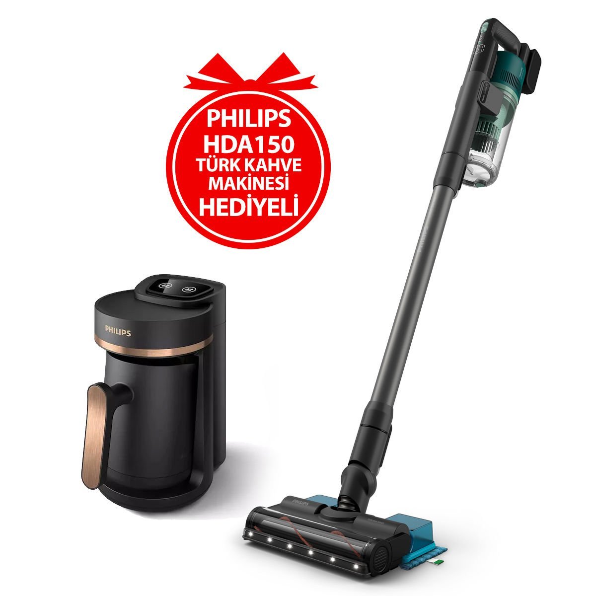 Philips BXA0055/00, XC6557/01 Dikey Şarjlı Süpürge (HDA150 Türk Kahve Makinesi Hediyeli)
