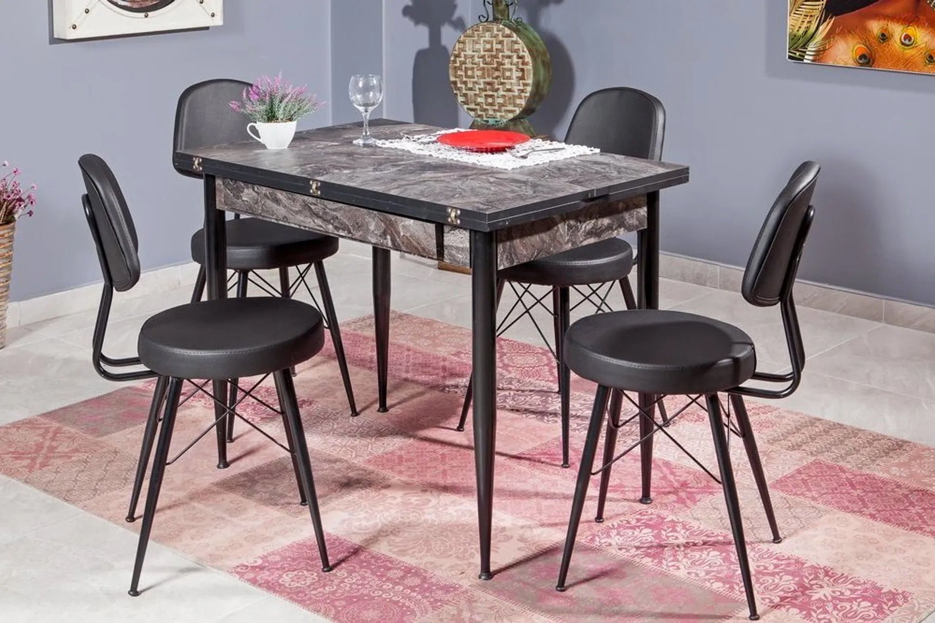 Levent MTK1081 - 4006 Kartal Masa Takımı - 4 Adet 4007-1 Sandalye