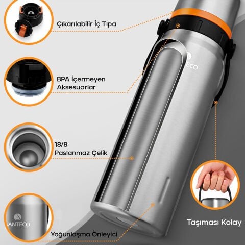 Santeco Geilo Çok Amaçlı Çelik Termos- 1.2 L