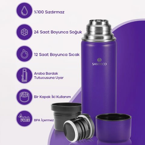 Santeco Kolima 2 Kapaklı Termos 1 L
