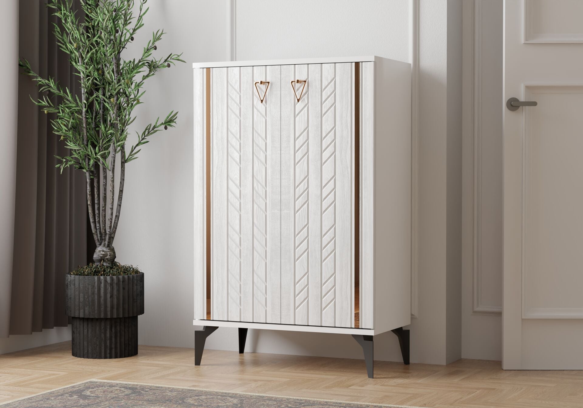 Levent Ayk.0005-203, 2 Kapılı Konak Ayakkabılık Beyaz