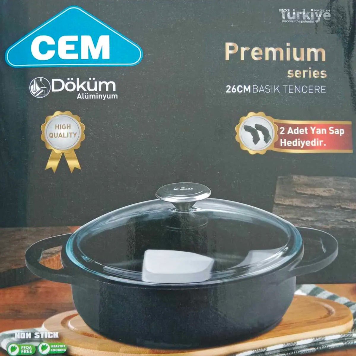 Cem Premium Döküm Karnıyarık Tencere 26cm