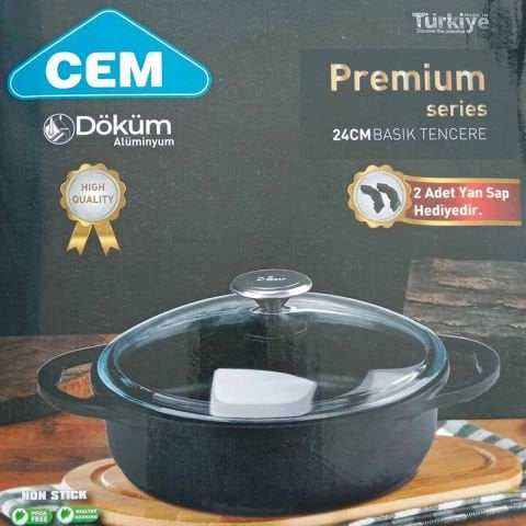 Cem Premium Döküm Karnıyarık Tencere 24cm