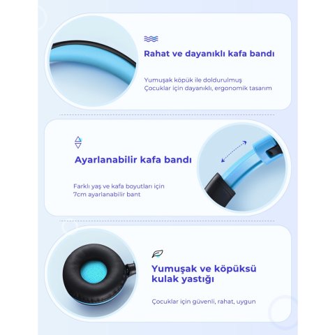 Mpow CHE1 Ses Limitli Kablolu Kafa üstü Çocuk Kulaklığı