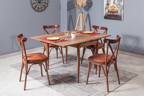 Levent Mtk.0146-474, 4006 Kartal Dikdörtgen Masa+(4) 3650 Sandalye Ceviz