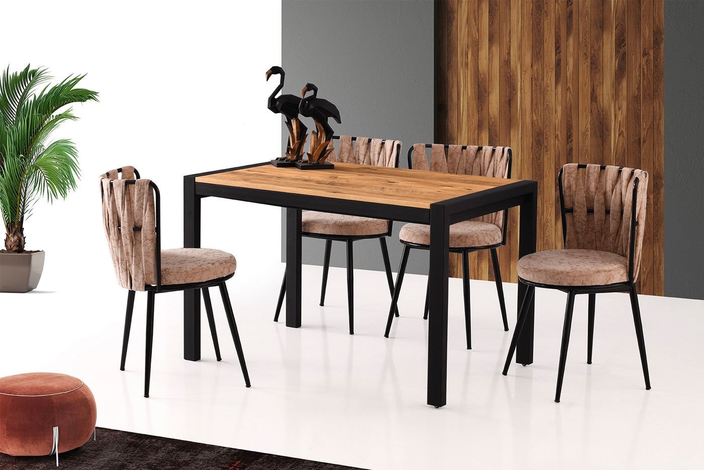 Levent Msa.0059-458, Lato 75*120 Metal Ayak Açılır Masa Atlantik Çam Siyah