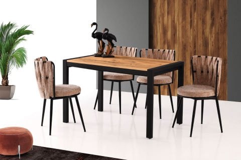 Levent Msa.0059-458, Lato 75*120 Metal Ayak Açılır Masa Atlantik Çam Siyah