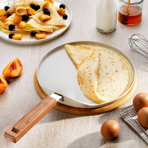 Schafer Ceramoni Seramik Krep Tavası 26 Cm-Krem