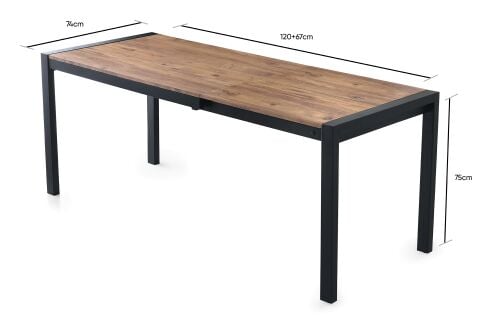 Levent Msa.0059-458, Lato 75*120 Metal Ayak Açılır Masa Atlantik Çam Siyah