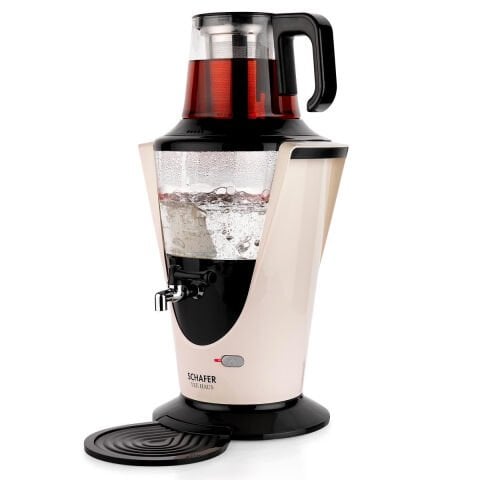 Schafer Tee Haus Yeni Nesil Elektrikli Cam Semaver-Krem