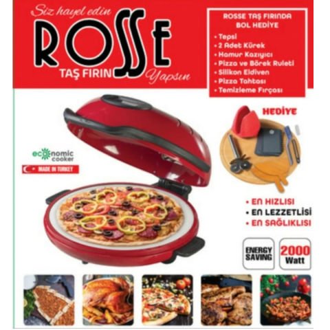 Rosse Çok Fonksiyonlu Antrasit Taş Fırın 2000W