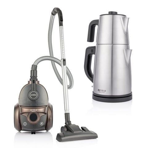 Arnica ST90025, Mika Toz Torbasız Elektrikli Süpürge & Demli Plus Inox Çay Makinesi Bundle Paket