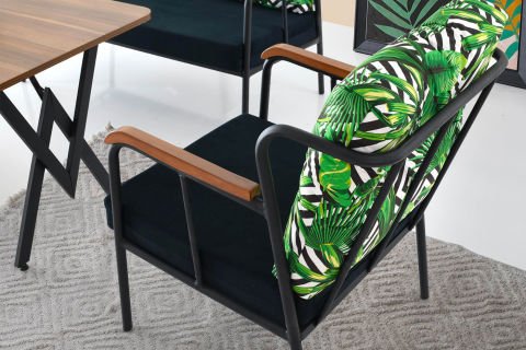 Levent Cay.0004-607, 5195 Ebruli Çay Seti Yeşil Desenli Siyah