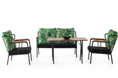 Levent Cay.0004-607, 5195 Ebruli Çay Seti Yeşil Desenli Siyah