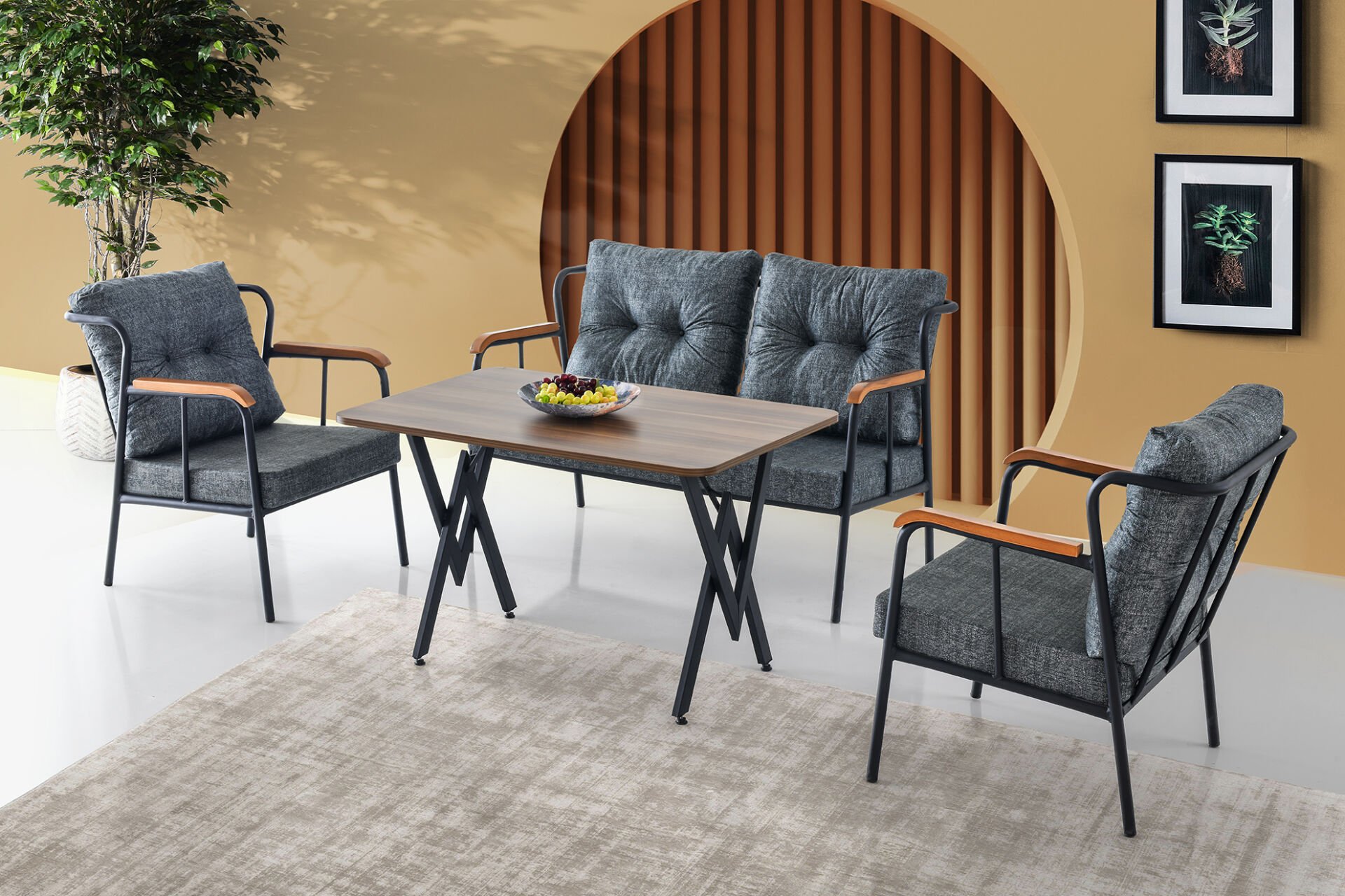 Levent Cay.0004-647, 5195 Ebruli Çay Seti Antrasit Siyah