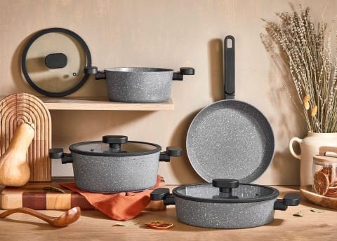 First Class Fc209 Gri 7 Parça Granit Premium Tencere Seti