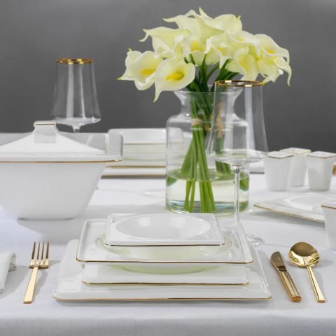 Schafer Blanc Bone Yemek Takımı 60 Parça Altın