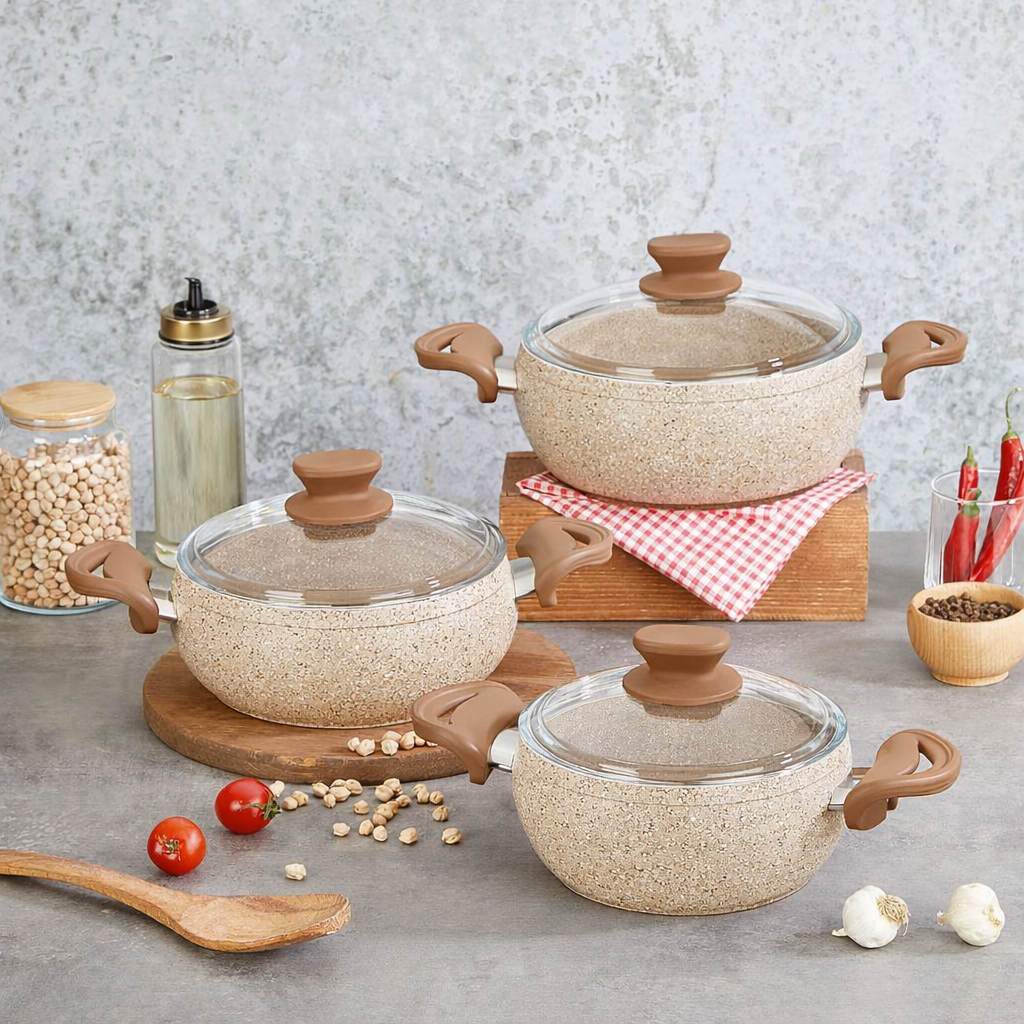 Firstclass, Life 6 Parça Cappuccino Granit Güveç Tencere Seti