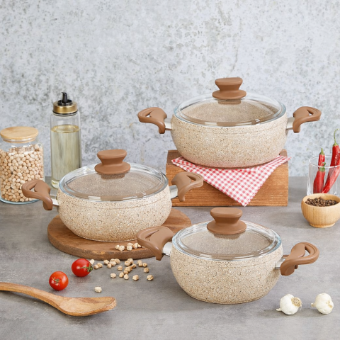 Firstclass, Life 6 Parça Cappuccino Granit Güveç Tencere Seti