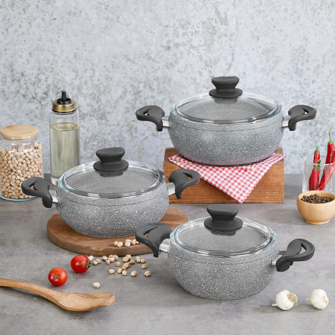 Firstclass, Life 6 Parça Gri Granit Güveç Tencere Seti