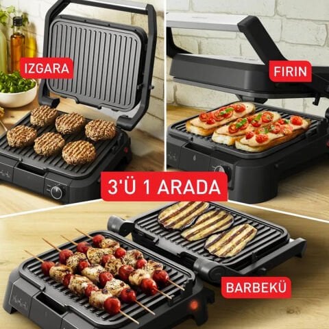 Tefal Supergrill 3in1 Elektrikli Izgara ve Tost Makinesi Siyah