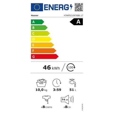 Hoover H3WPS2106TAB6-17, 10 Kg 1200 Devir Beyaz Çamaşır Makinesi