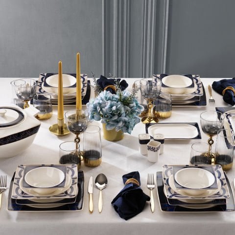 Schafer Glamor Blue Line Yemek Takımı 60 Parça-Mavi----------