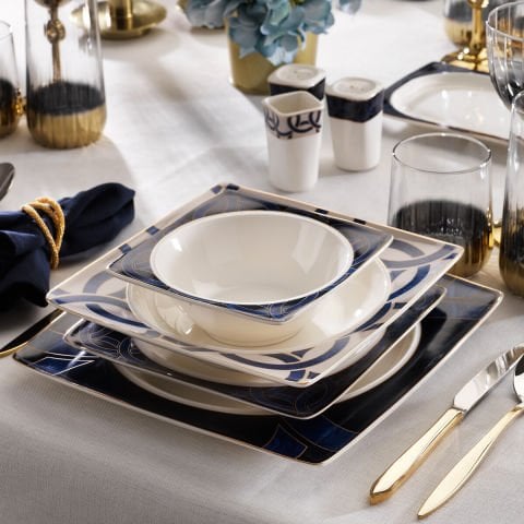 Schafer Glamor Blue Line Yemek Takımı 60 Parça-Mavi----------