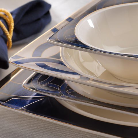 Schafer Glamor Blue Line Yemek Takımı 60 Parça-Mavi