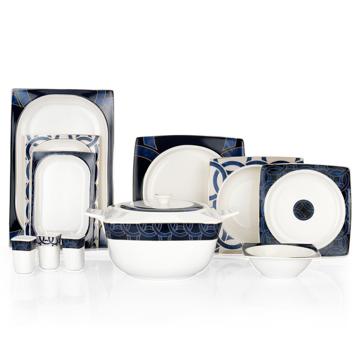 Schafer Glamor Blue Line Yemek Takımı 60 Parça-Mavi----------