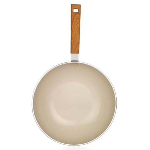 Schafer Ceramoni Seramik Wok Tava 28 Cm-Krem