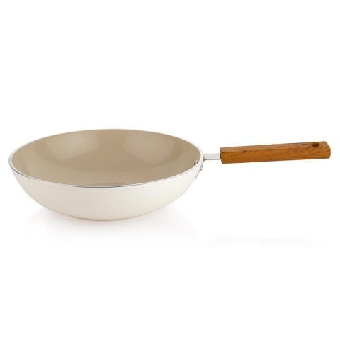 Schafer Ceramoni Seramik Wok Tava 28 Cm-Krem