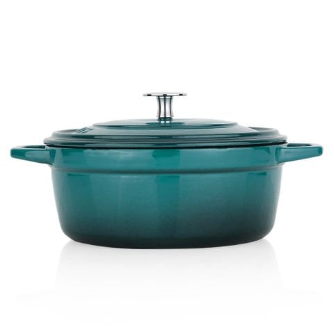 Schafer Guss Chef Döküm Derin Tencere 20cm 2 Parça-Turkuaz
