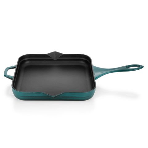 Schafer Guss Chef Döküm Kare Kızartma Tavası 28x28cm-Turkuaz