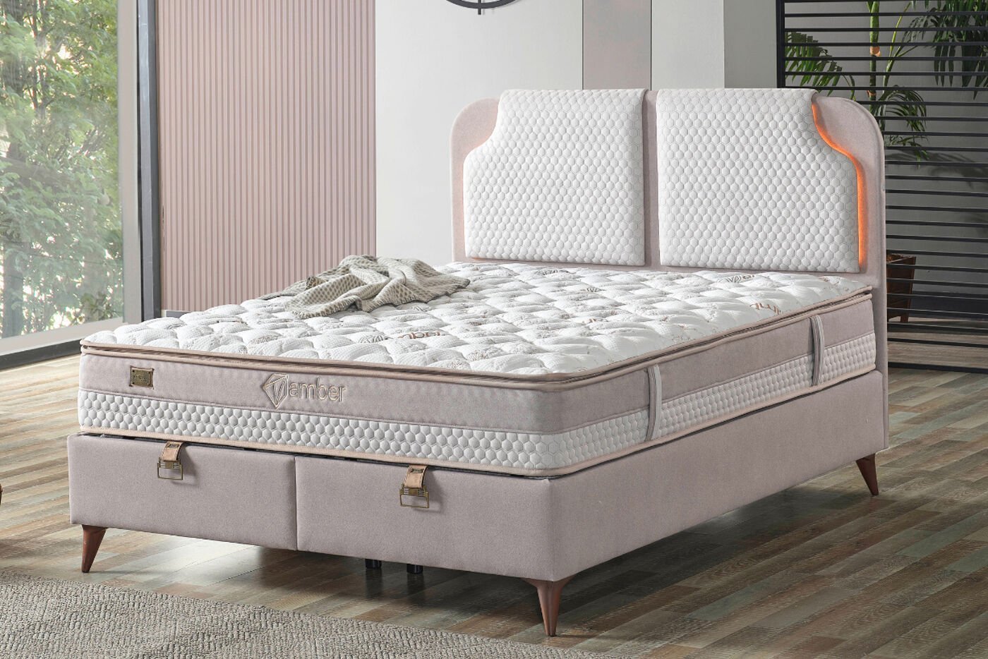 Armis Amber 150x200 Yatak Baza Başlık 3'lü Set