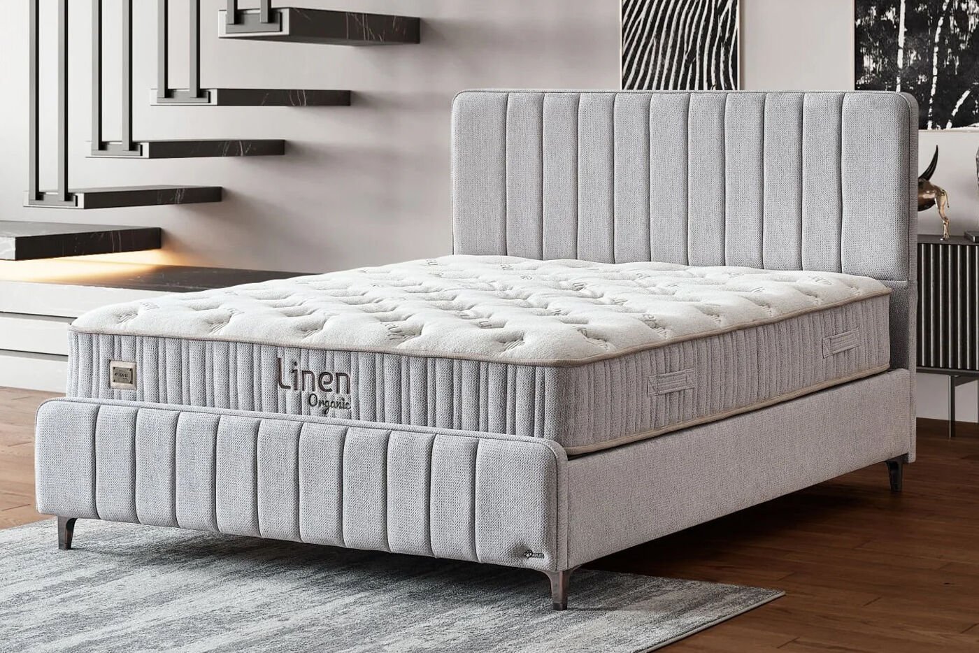 Armis Linen Organic 150x200 Yatak Baza Başlık 3'lü Set