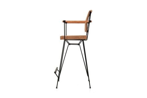 Levent Bar.0018-614, Poyraz Kollu Bar Sandalyesi Siyah Deri Siyah