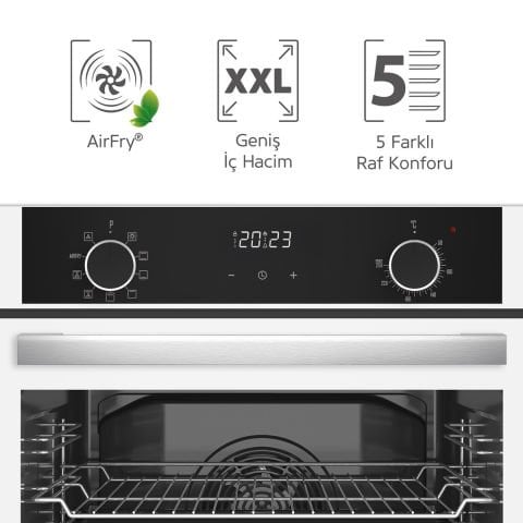Simfer 8216 Airfry 10 Fonksiyon Beyaz Dijital Ankastre Fırın
